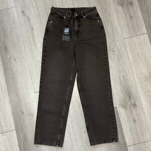 NWT Afends - Shelby - Women's Organic Cotton Wide Leg Brown Denim Jeans - 26x28